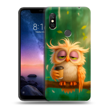Силиконовый чехол на Xiaomi RedMi Note 6 Pro с принтом сова Силиконовый чехол на Xiaomi RedMi Note 6 Pro с принтом сова
