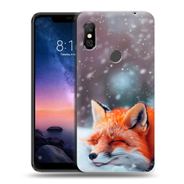 Силиконовый чехол на Xiaomi RedMi Note 6 Pro с принтом лиса