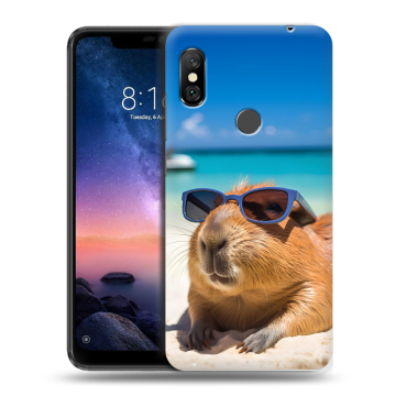 Силиконовый чехол на Xiaomi RedMi Note 6 Pro с принтом Капибара Силиконовый чехол на Xiaomi RedMi Note 6 Pro с принтом Капибара