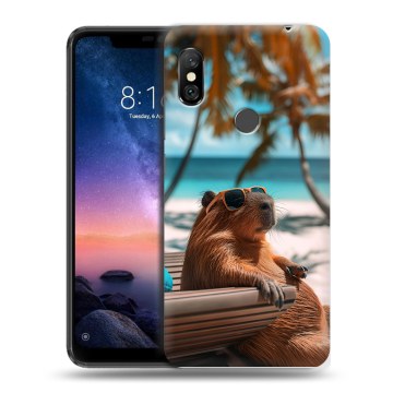 Силиконовый чехол на Xiaomi RedMi Note 6 Pro с принтом Капибара Силиконовый чехол на Xiaomi RedMi Note 6 Pro с принтом Капибара