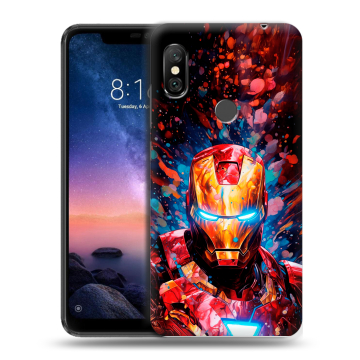 Силиконовый чехол на Xiaomi RedMi Note 6 Pro с принтом Железный человек Ironman