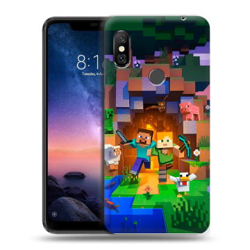 Силиконовый чехол на Xiaomi RedMi Note 6 Pro с принтом Майнкрафт Minecraft