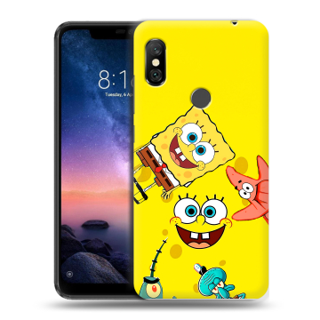 Силиконовый чехол на Xiaomi RedMi Note 6 Pro с принтом Спанч боб Спанчбоб Силиконовый чехол на Xiaomi RedMi Note 6 Pro с принтом Спанч боб Спанчбоб