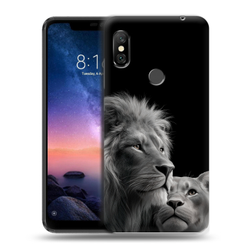 Силиконовый чехол на Xiaomi RedMi Note 6 Pro с принтом Лев кошки