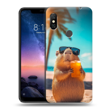 Силиконовый чехол на Xiaomi RedMi Note 6 Pro с принтом Капибара