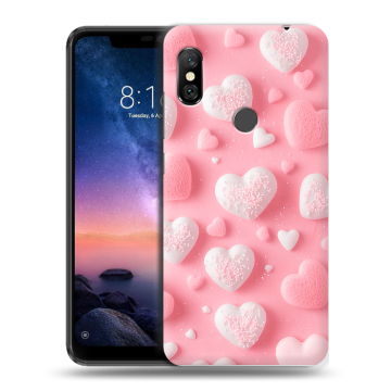 Силиконовый чехол на Xiaomi RedMi Note 6 Pro с принтом Сердечки Силиконовый чехол на Xiaomi RedMi Note 6 Pro с принтом Сердечки