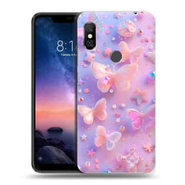 Силиконовый чехол на Xiaomi RedMi Note 6 Pro с принтом Бабочки
