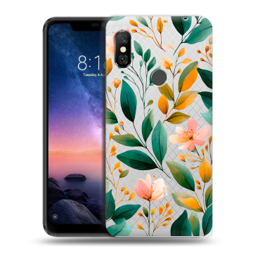 Силиконовый чехол на Xiaomi RedMi Note 6 Pro с принтом Цветы паттерн