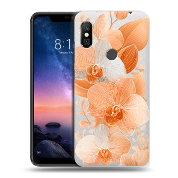 Силиконовый чехол на Xiaomi RedMi Note 6 Pro с принтом Бежевые цветы