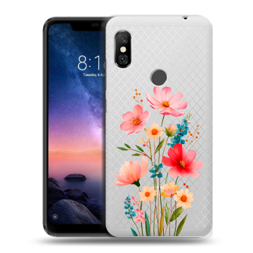Силиконовый чехол на Xiaomi RedMi Note 6 Pro с принтом Цветы