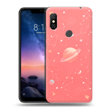 Силиконовый чехол на Xiaomi RedMi Note 6 Pro с принтом Розовый космос