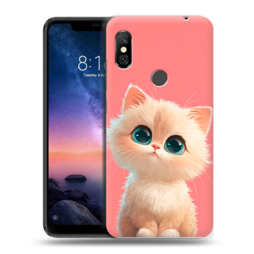 Силиконовый чехол на Xiaomi RedMi Note 6 Pro с принтом Розовый котенок