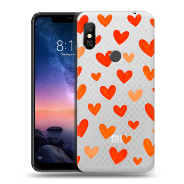 Силиконовый чехол на Xiaomi RedMi Note 6 Pro с принтом Сердечки