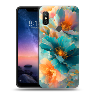 Силиконовый чехол на Xiaomi RedMi Note 6 Pro с принтом Цветы