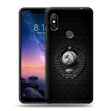 Силиконовый чехол на Xiaomi RedMi Note 6 Pro с принтом Герб Флаг СССР