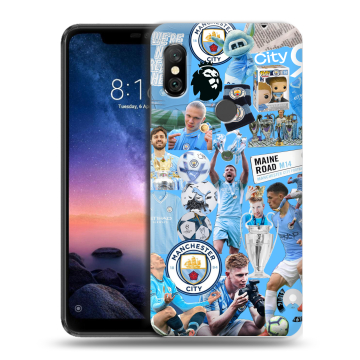 Силиконовый чехол на Xiaomi RedMi Note 6 Pro с принтом Man City Манчестер Сити
