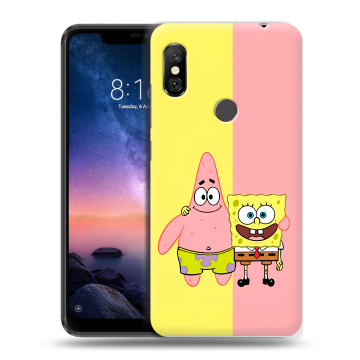 Силиконовый чехол на Xiaomi RedMi Note 6 Pro с принтом Спанч боб Спанчбоб