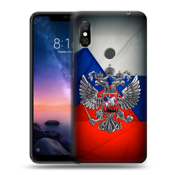 Силиконовый чехол на Xiaomi RedMi Note 6 Pro с принтом Флаг России Силиконовый чехол на Xiaomi RedMi Note 6 Pro с принтом Флаг России