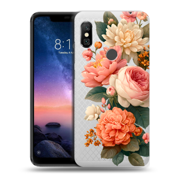 Силиконовый чехол на Xiaomi RedMi Note 6 Pro с принтом цветы