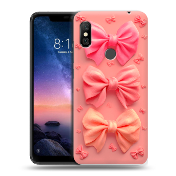 Силиконовый чехол на Xiaomi RedMi Note 6 Pro с принтом Розовые бантики