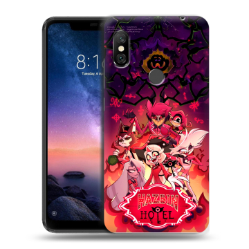 Силиконовый чехол на Xiaomi RedMi Note 6 Pro с принтом Hazbin Hotel Отель Хазбин