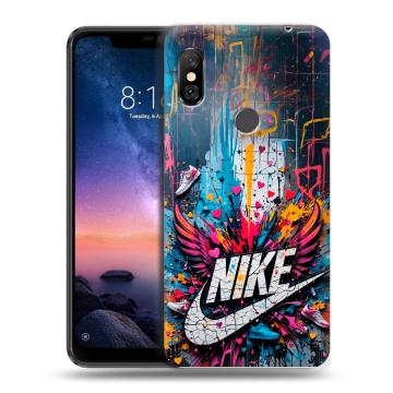 Силиконовый чехол на Xiaomi RedMi Note 6 Pro с принтом Nike Найк Силиконовый чехол на Xiaomi RedMi Note 6 Pro с принтом Nike Найк