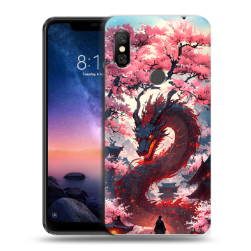 Силиконовый чехол на Xiaomi RedMi Note 6 Pro с принтом Дракон Японский