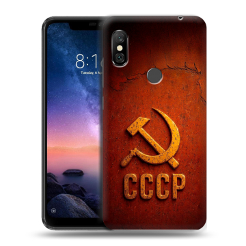 Силиконовый чехол на Xiaomi RedMi Note 6 Pro с принтом Флаг Герб СССР