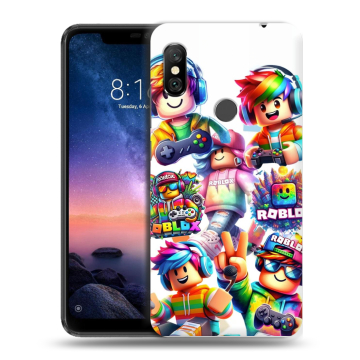 Силиконовый чехол на Xiaomi RedMi Note 6 Pro с принтом Roblox Роблокс