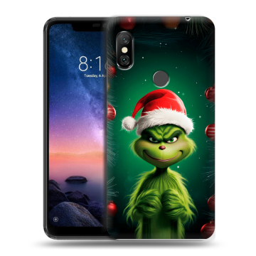 Силиконовый чехол на Xiaomi RedMi Note 6 Pro с принтом Гринч Новый год Рождество