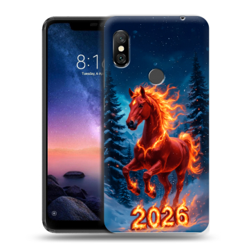 Силиконовый чехол на Xiaomi RedMi Note 6 Pro с принтом Новый год коня