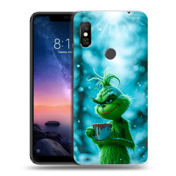 Силиконовый чехол на Xiaomi RedMi Note 6 Pro с принтом Новый год гринч