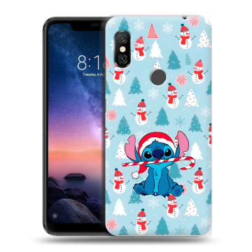 Силиконовый чехол на Xiaomi RedMi Note 6 Pro с принтом Стич Новый год