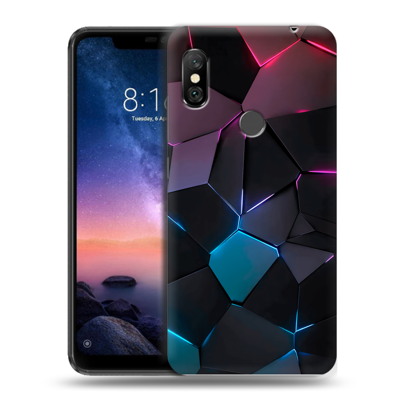 Силиконовый чехол на Xiaomi RedMi Note 6 Pro с принтом Геометрия неона Силиконовый чехол на Xiaomi RedMi Note 6 Pro с принтом Геометрия неона