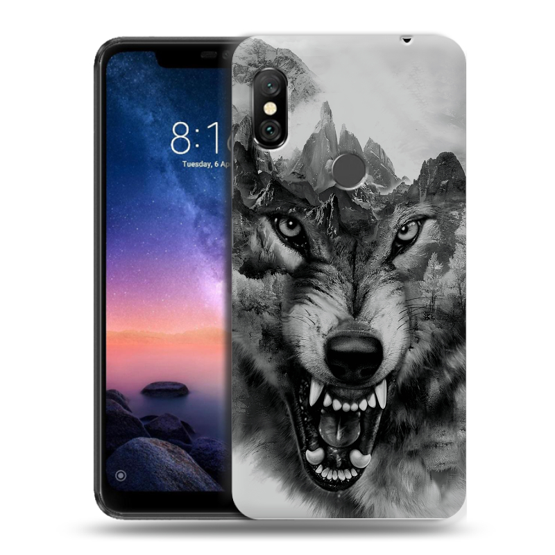 Силиконовый чехол на Xiaomi RedMi Note 6 Pro с принтом Волк Силиконовый чехол на Xiaomi RedMi Note 6 Pro с принтом Волк