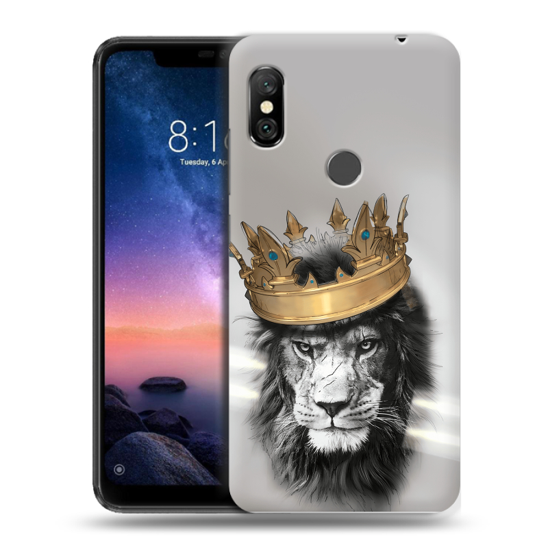 Силиконовый чехол на Xiaomi RedMi Note 6 Pro с принтом Лев с короной Силиконовый чехол на Xiaomi RedMi Note 6 Pro с принтом Лев с короной