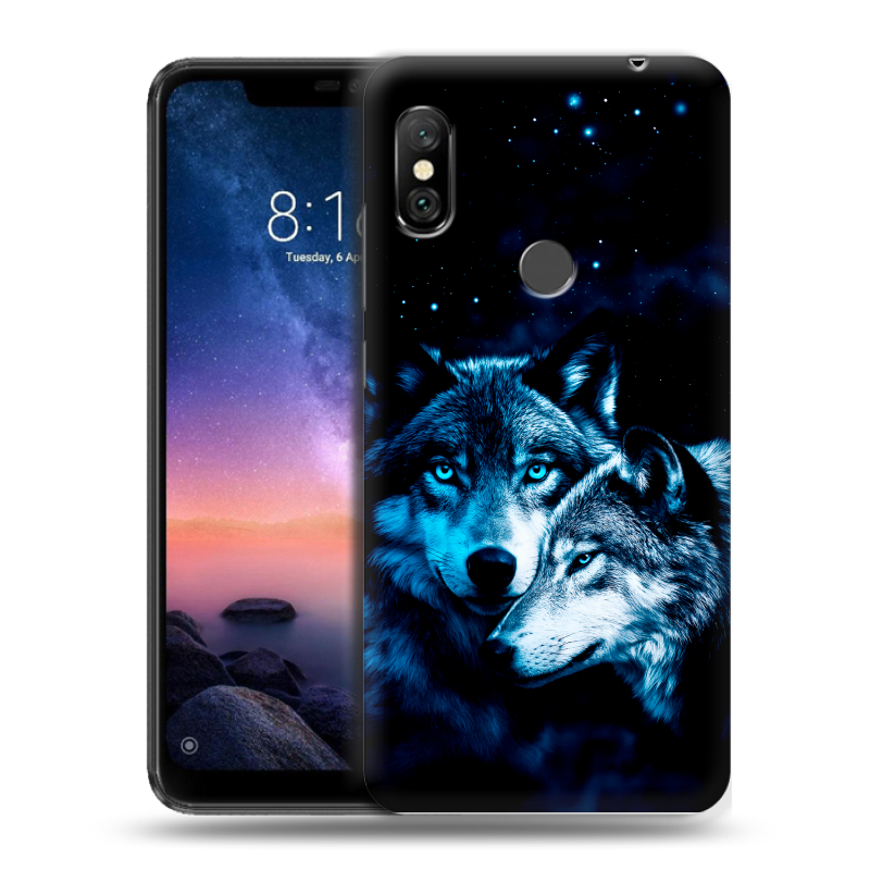 Силиконовый чехол на Xiaomi RedMi Note 6 Pro с принтом Волки Силиконовый чехол на Xiaomi RedMi Note 6 Pro с принтом Волки