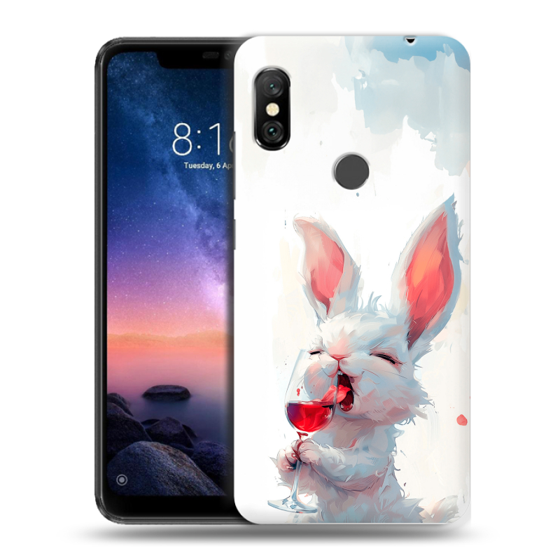 Силиконовый чехол на Xiaomi RedMi Note 6 Pro с принтом кролик зайчик Силиконовый чехол на Xiaomi RedMi Note 6 Pro с принтом кролик зайчик