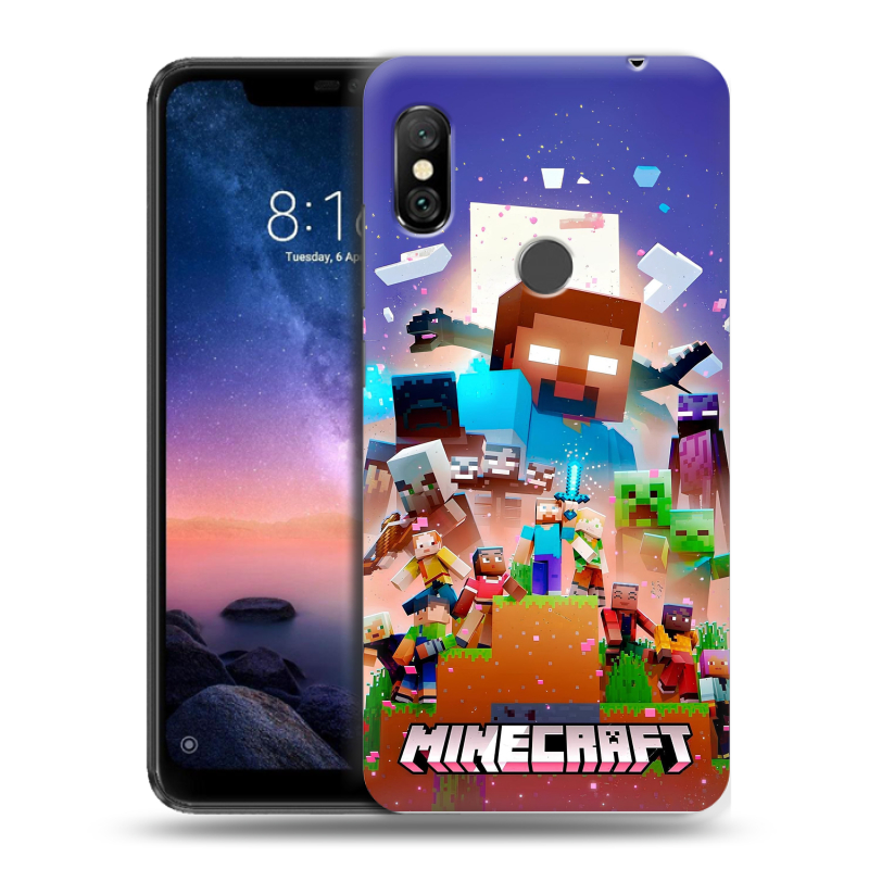 Силиконовый чехол на Xiaomi RedMi Note 6 Pro с принтом Майнкрафт Minecraft Силиконовый чехол на Xiaomi RedMi Note 6 Pro с принтом Майнкрафт Minecraft