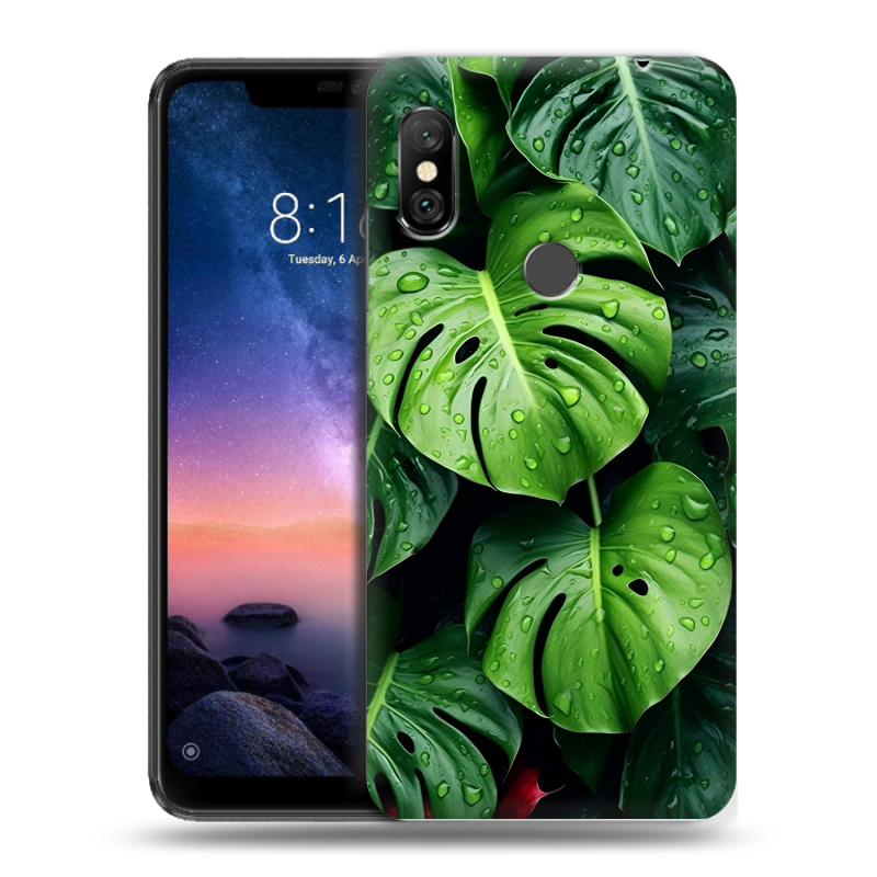 Силиконовый чехол на Xiaomi RedMi Note 6 Pro с принтом Листья Силиконовый чехол на Xiaomi RedMi Note 6 Pro с принтом Листья