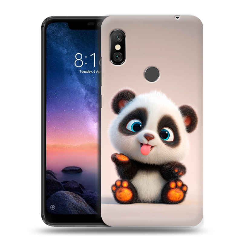 Силиконовый чехол на Xiaomi RedMi Note 6 Pro с принтом милая панда Силиконовый чехол на Xiaomi RedMi Note 6 Pro с принтом милая панда