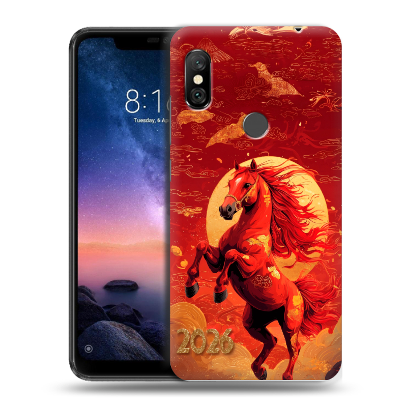 Силиконовый чехол на Xiaomi RedMi Note 6 Pro с принтом Новый год Силиконовый чехол на Xiaomi RedMi Note 6 Pro с принтом Новый год
