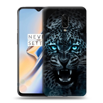 Силиконовый чехол на OnePlus 6T с принтом Темный леопард Силиконовый чехол на OnePlus 6T с принтом Темный леопард