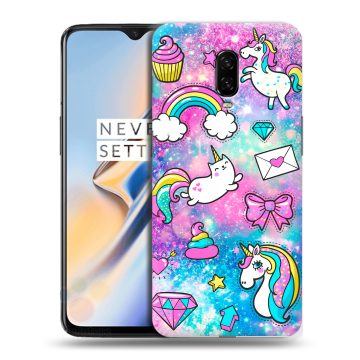 Силиконовый чехол на OnePlus 6T с принтом Единороги