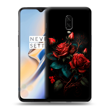 Силиконовый чехол на OnePlus 6T с принтом Розы красные