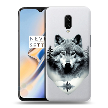 Силиконовый чехол на OnePlus 6T с принтом Волк в лесу