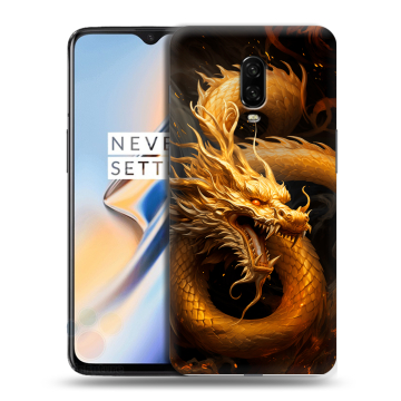 Силиконовый чехол на OnePlus 6T с принтом Золотой дракон