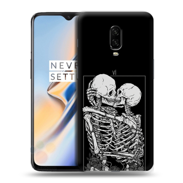 Силиконовый чехол на OnePlus 6T с принтом Поцелуй скелетов
