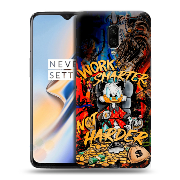 Силиконовый чехол на OnePlus 6T с принтом Дональд Дак Деньги