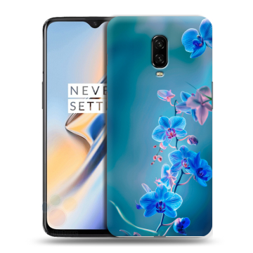 Силиконовый чехол на OnePlus 6T с принтом Голубые цветы